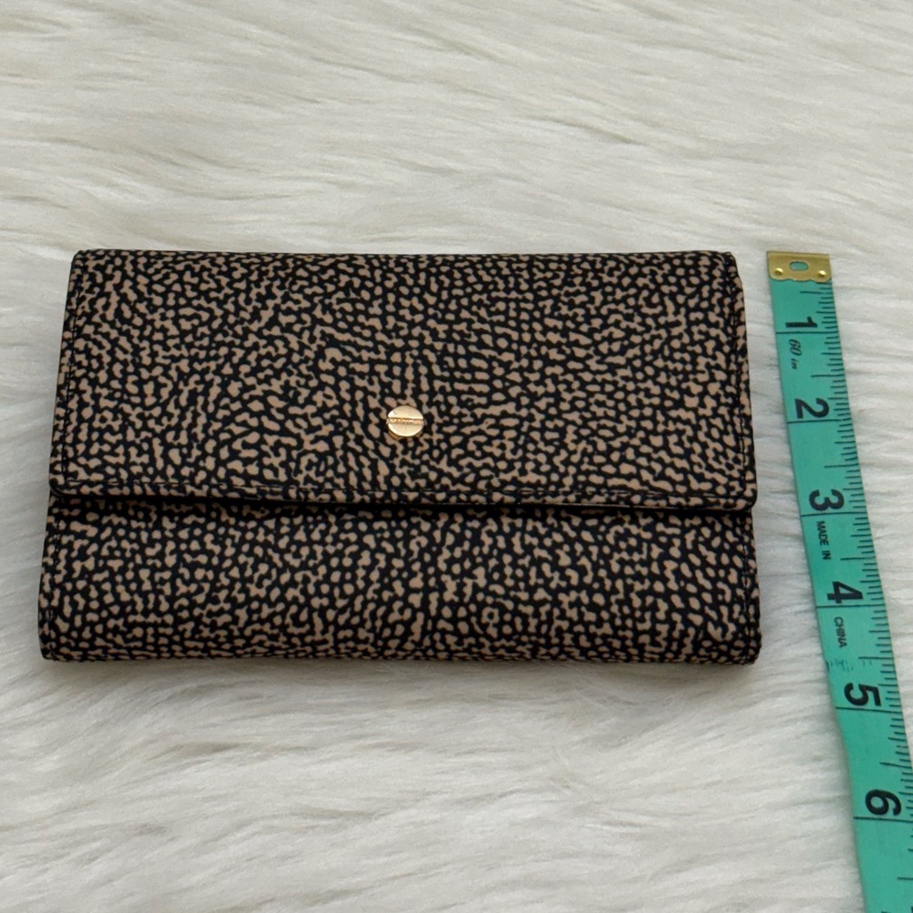 BORBONESE - BLACK TAN NYLON OP NATURALE NERO MEDIUM SIZED TRIFOLD SNAP WALLET - Picture 16 of 16